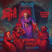 Death - Scream Bloody Gore (12” LP  Standard black vinyl re-issue with hype sticker and printed inne